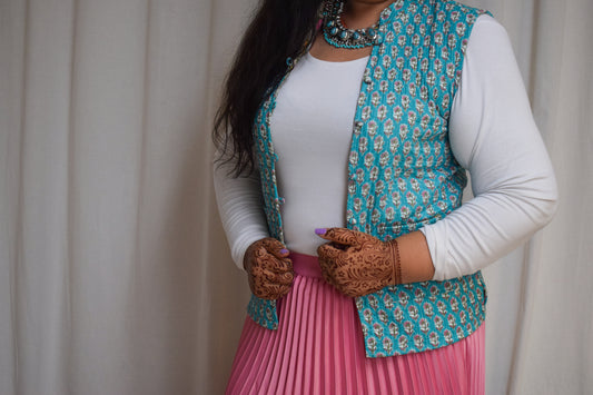 Blue Reversible Quilted Vest