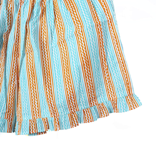 Blue Stripe Shorts Set