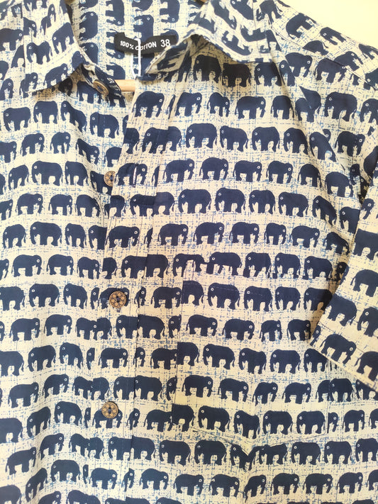 Blue Elephant Print Shirt